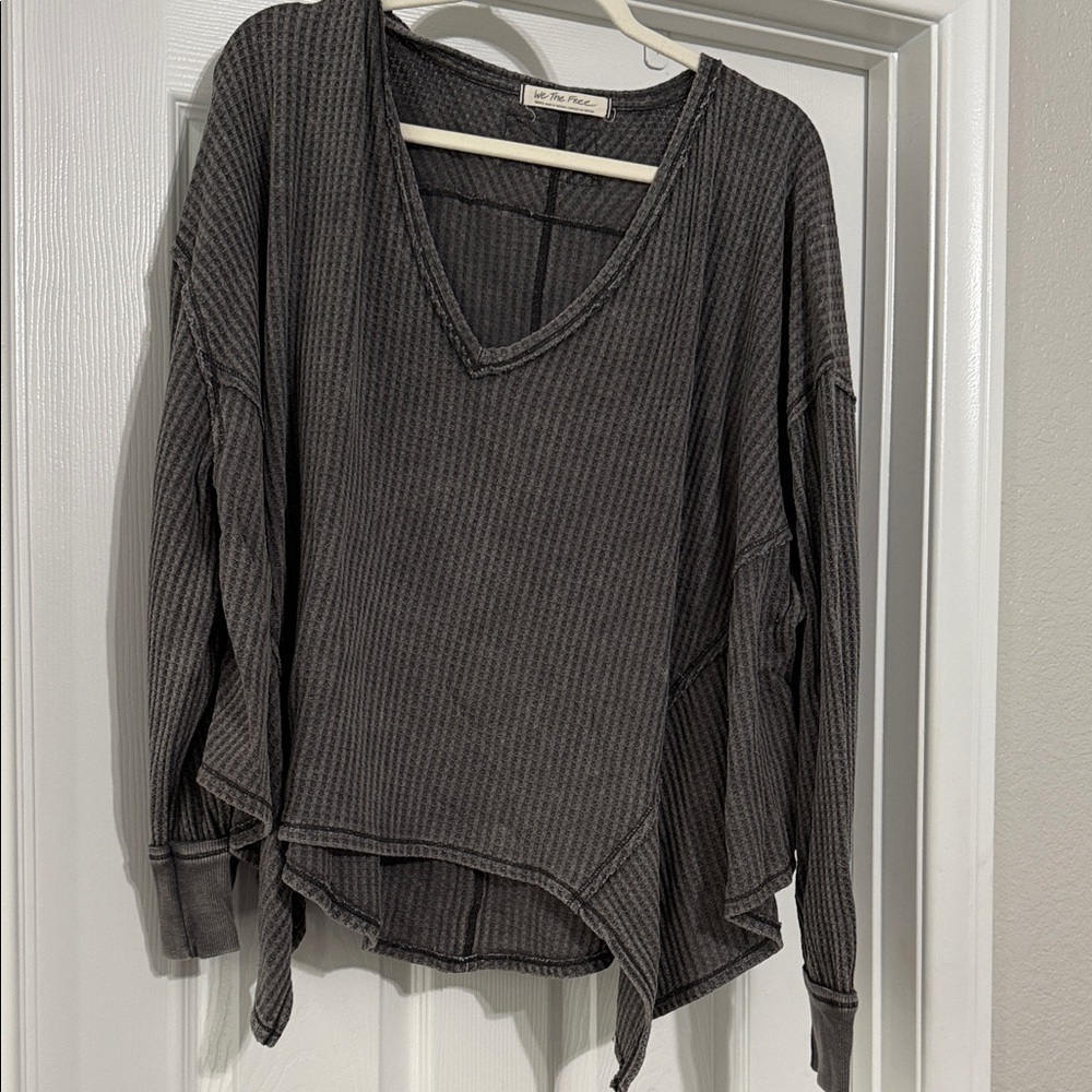 We The Free Charcoal V-Neck Sweatshirt